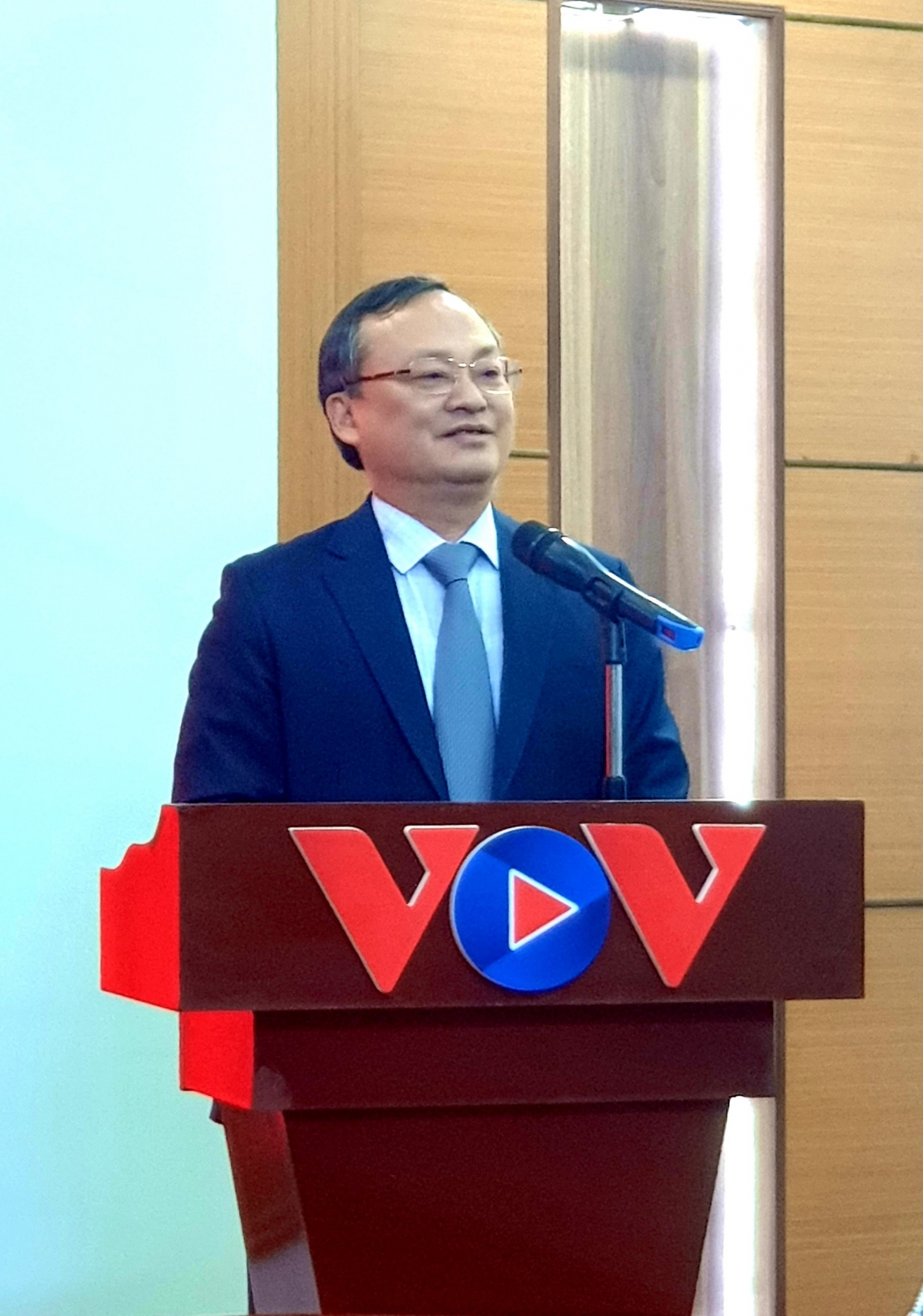 Tổng Giám đốc Đài TNVN Đỗ Tiến Sỹ phát biểu chỉ đạo hội nghị.