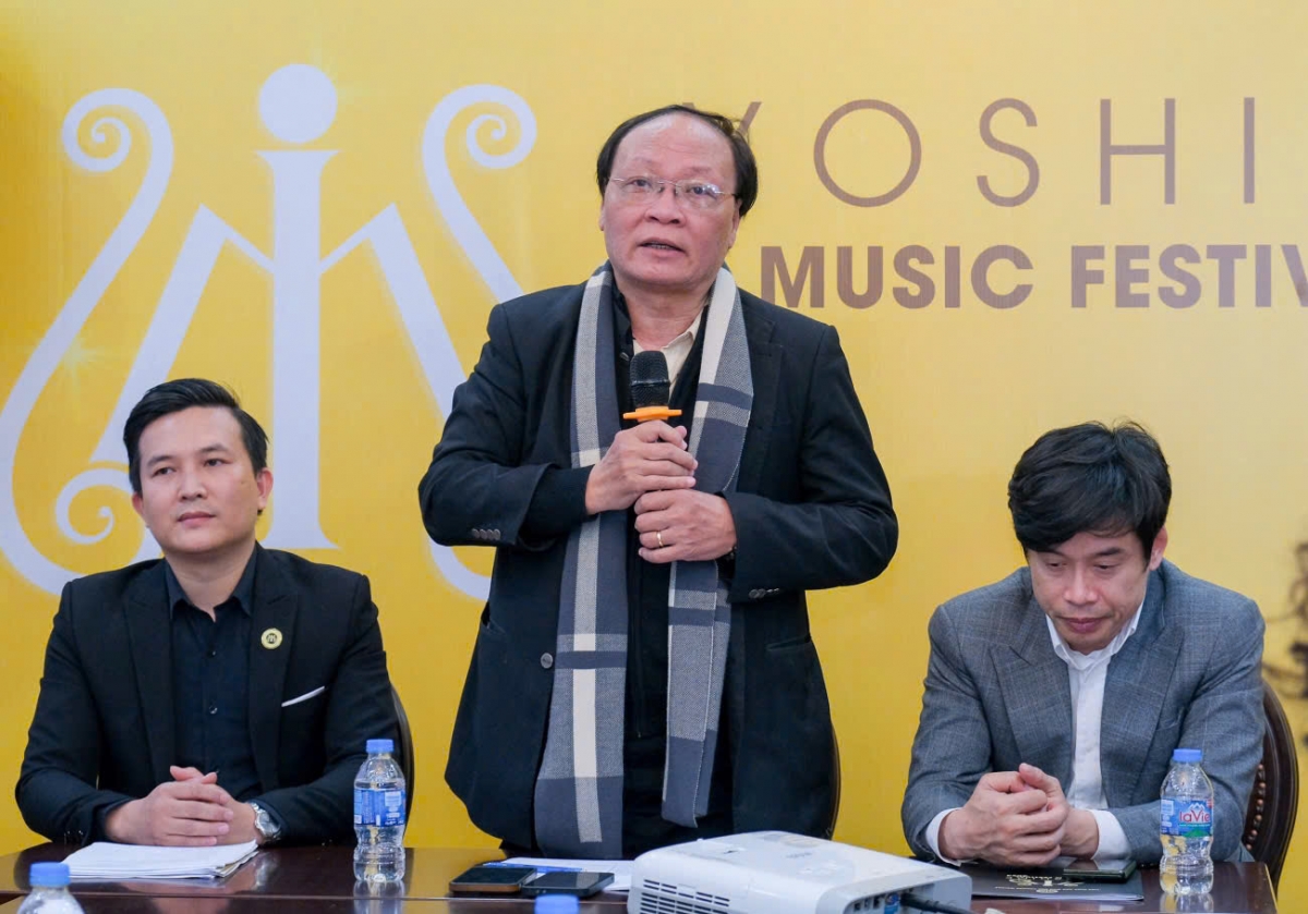 Nghệ sĩ Nhân dân Phạm Ngọc Khôi, Phó Chủ tịch Hội Nhạc sĩ Việt Nam phát biểu.