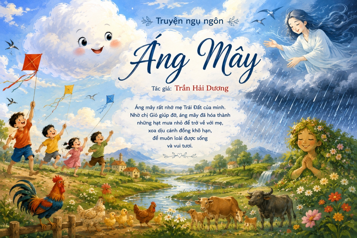 
Các bé thân mến, mây cũng như mưa là những hiện tượng trong tự nhiên. Thế nhưng với các em nhỏ, mây trên bầu trời cũng như người bạn lúc vui lúc buồn. Các bé thấy mây vui thì trời trong xanh, khi mây buồn thì trời âm u. Còn lúc bạn mây nổi giận thì trời sẽ mưa to đấy các bé ạ!
Hôm nay, các bé cùng nghe câu chuyện rất thú vị có nhan đề “Áng mây” của nhà văn Trần Hải Dương qua giọng kể của chú Bùi Anh Tuấn nhé.